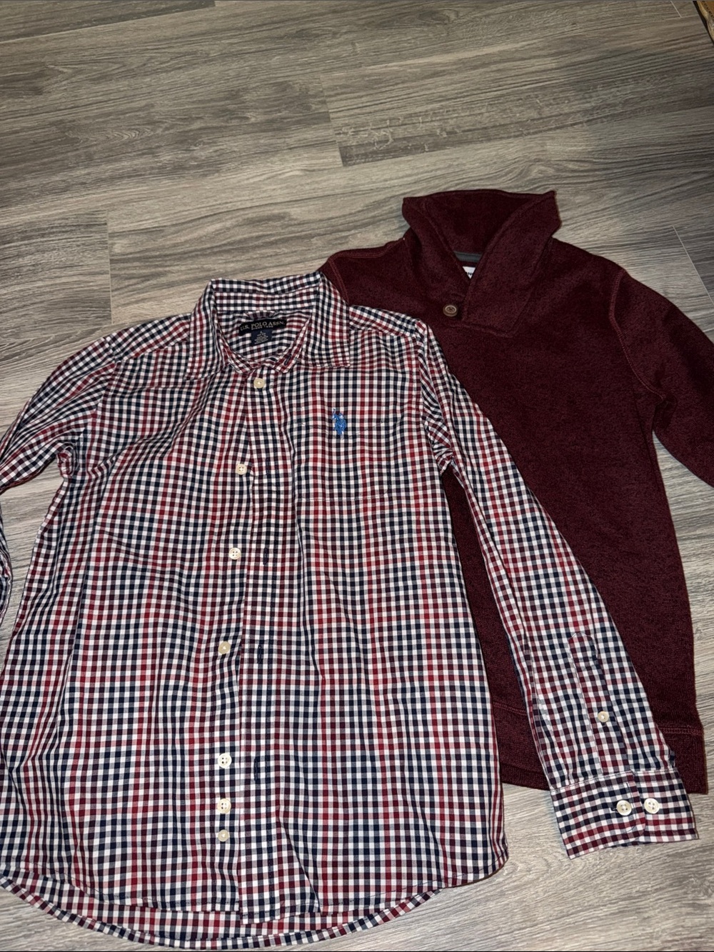 Polo by Ralph Lauren Red and blue plaid and sonoma Red sweater Boys 10-12